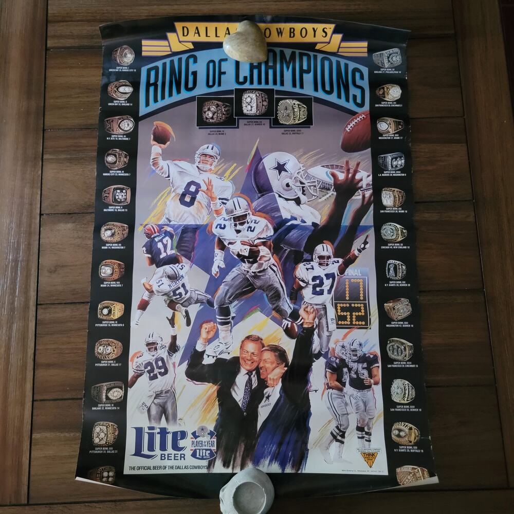 VINTAGE Poster Dallas Cowboys Ring Of Champions 20" x 30"
